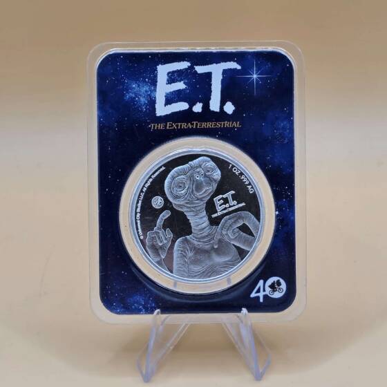 E.T. 40th Anniversary 1 oz Silbermünze in offizieller Universal Blisterkarte