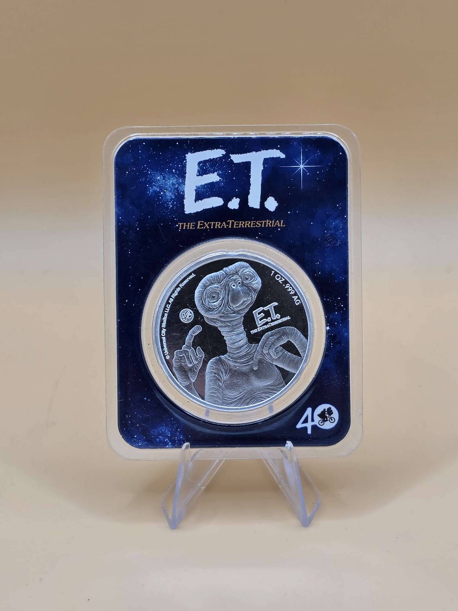 E.T. 40th Anniversary 1 oz Silbermünze in offizieller Universal Blisterkarte