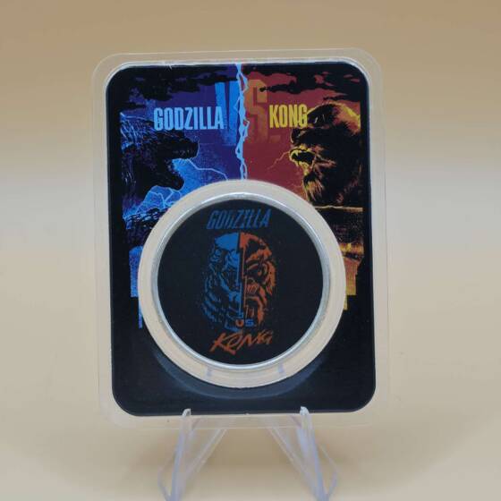 Godzilla vs. Kong 1 oz Silbermünze .999 in offizieller Legendary-Blisterkarte