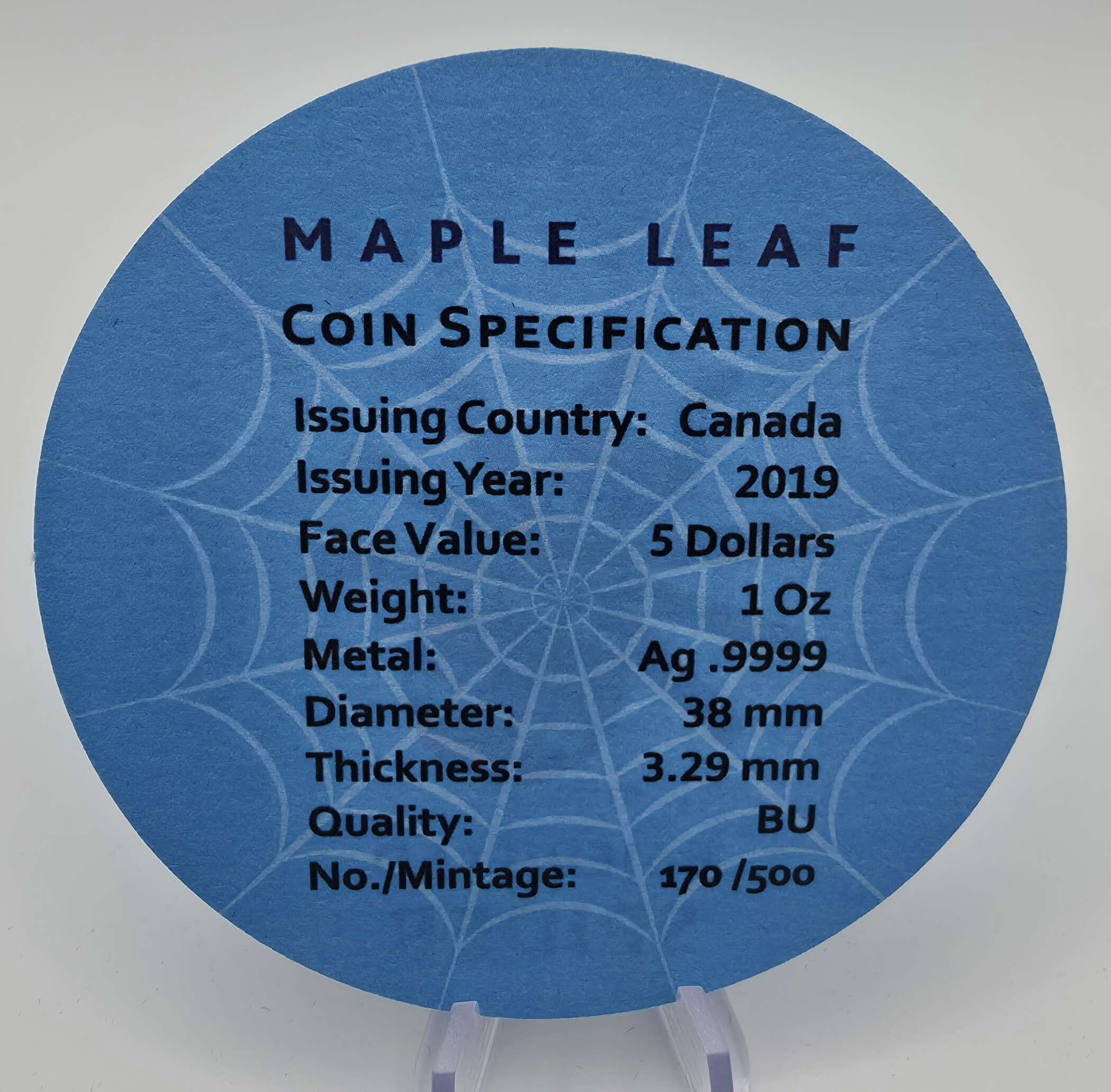 Maple Leaf Bejeweled Spider 2019 – 1 oz Silber .9999 – Nr. 170/500 – Bild 5