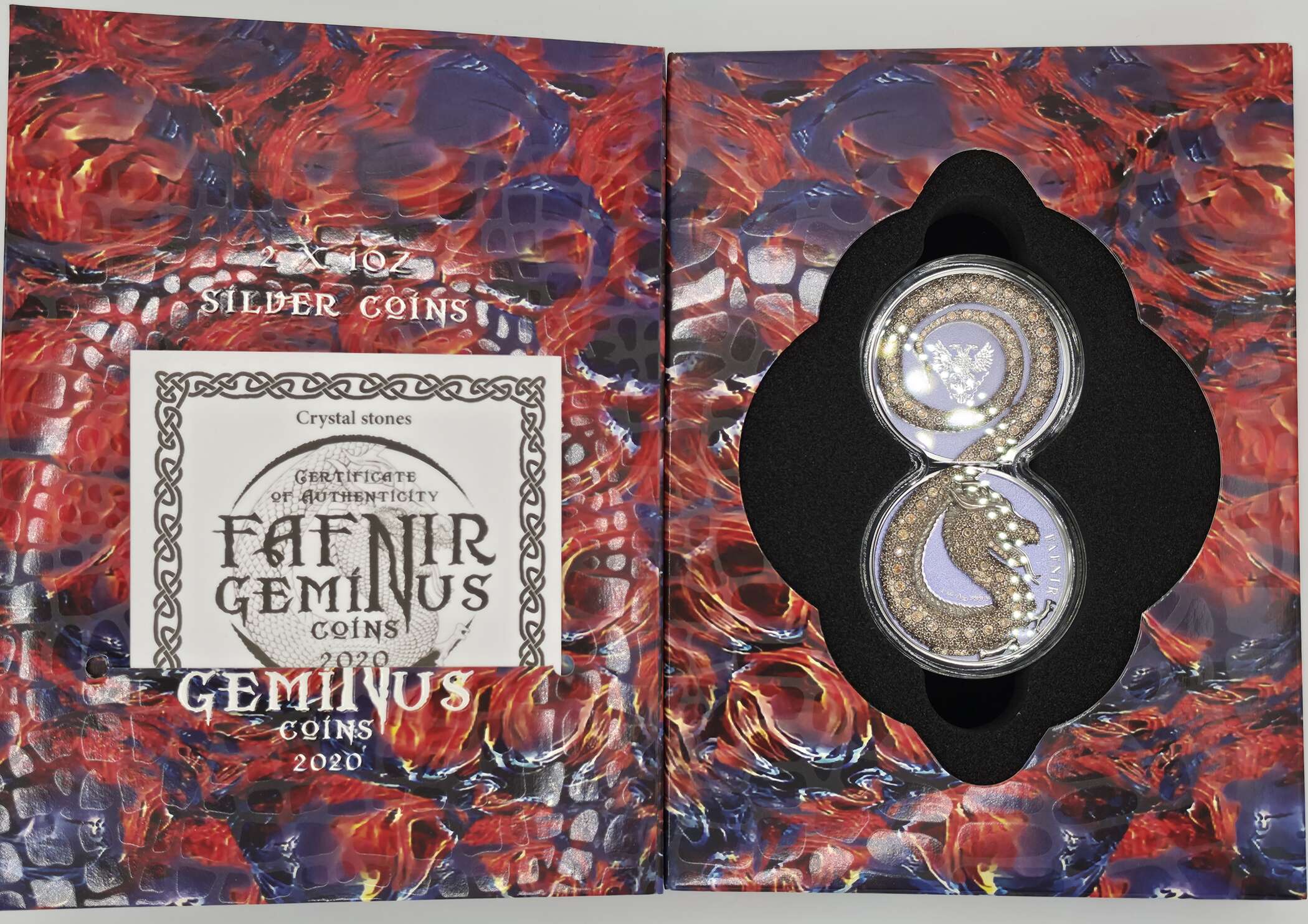 Fafnir Geminus Coins 2020 – Germania Mint – 2× 1 oz Silber 999.9 + 1× 1 oz Silber 925 – Bild 7