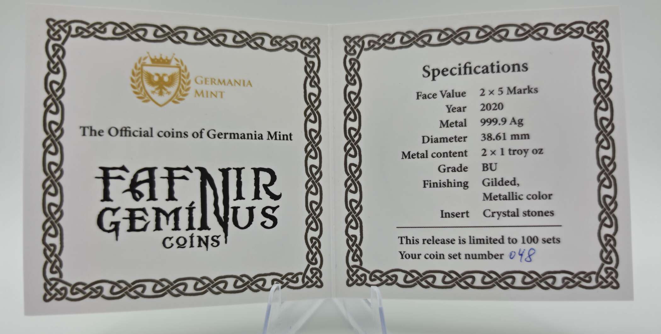 Fafnir Geminus Coins 2020 – Germania Mint – 2× 1 oz Silber 999.9 + 1× 1 oz Silber 925 – Bild 9