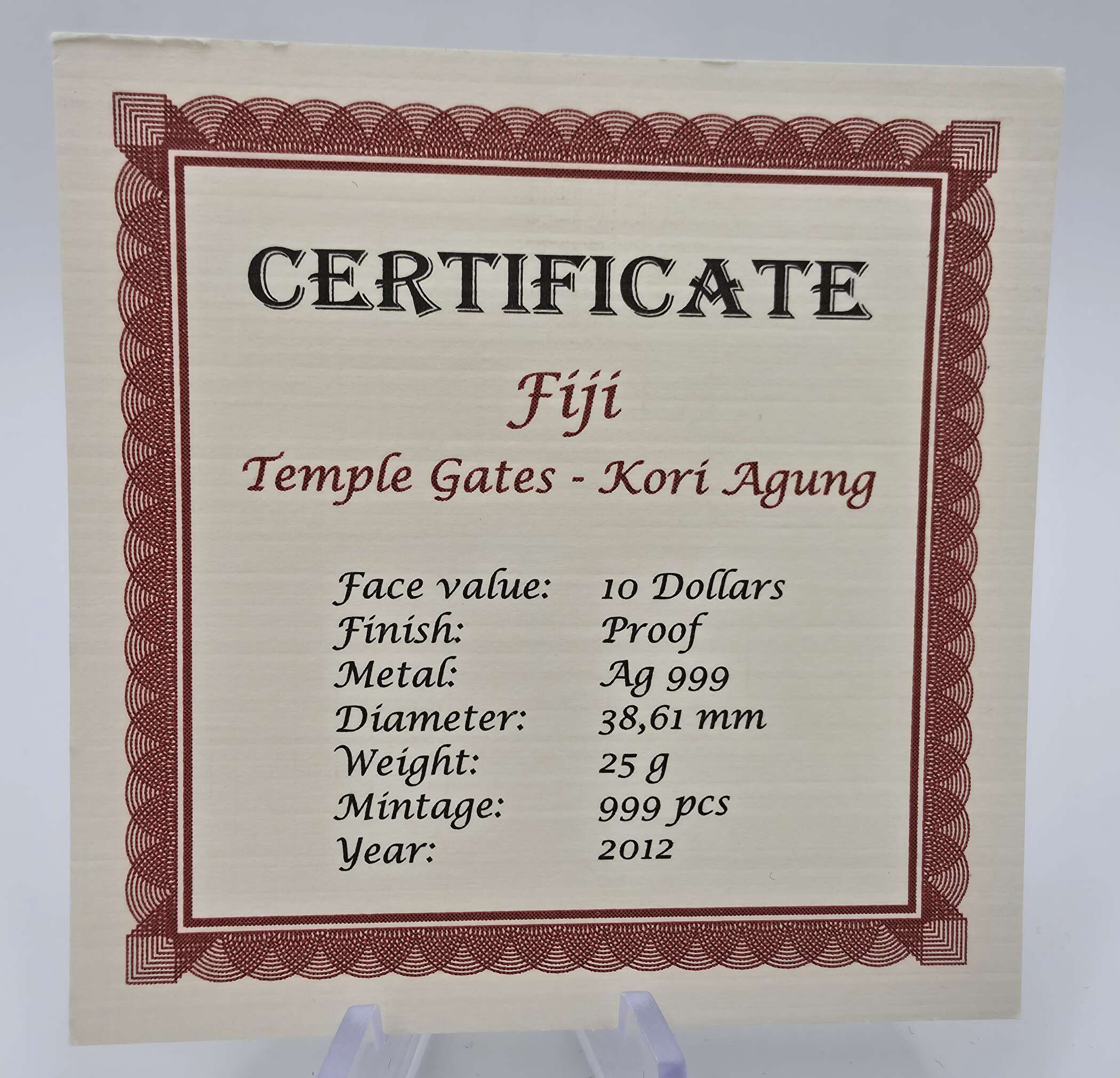 Fiji 2012 – Temple Gates „Kori Agung“ – 25 g Silber 999 – Proof – Limit 999 – Bild 5