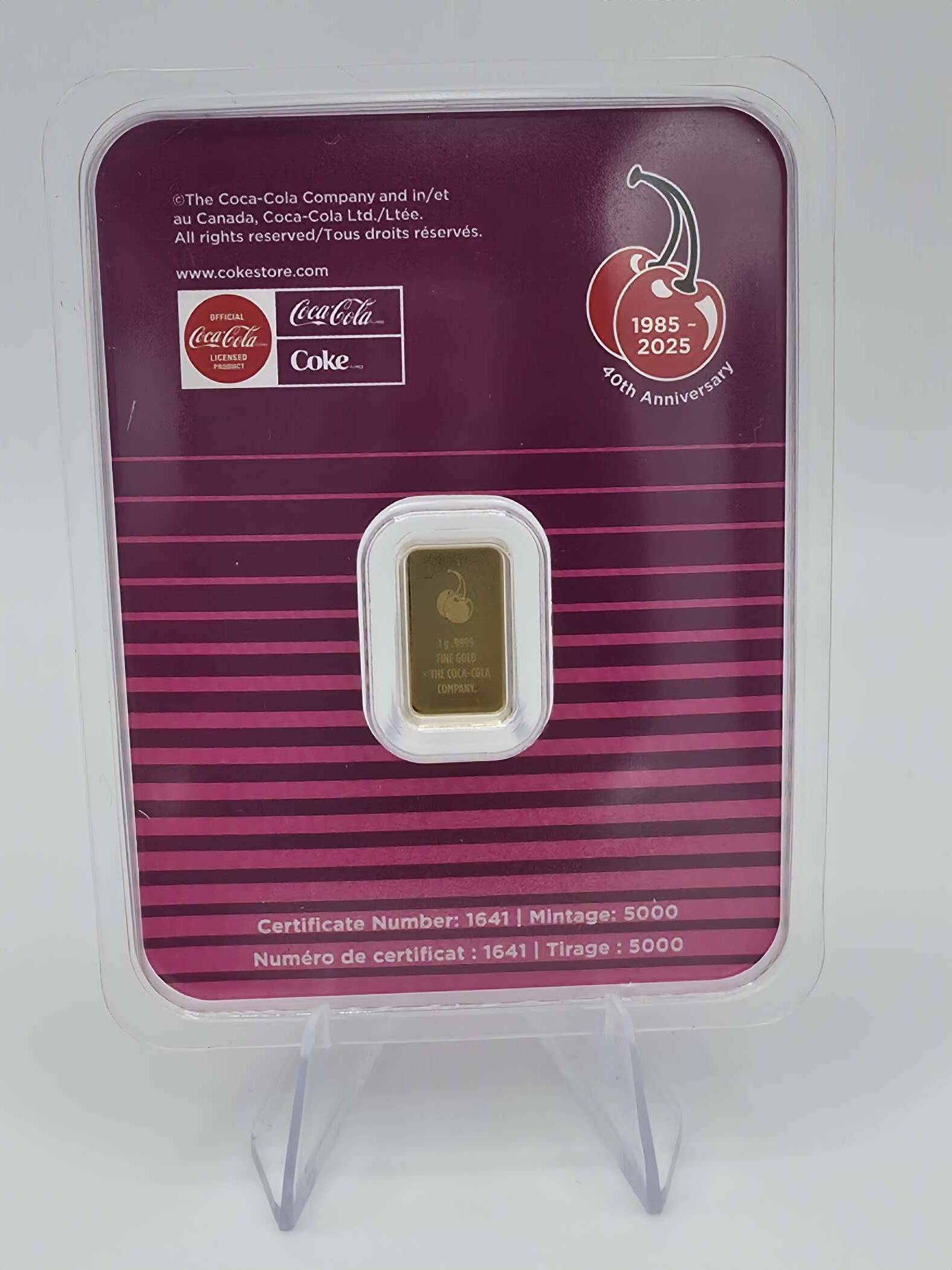 Cherry Coke™ 1 g Goldbarren – 40th Anniversary – Limited Edition – 999.9 – Bild 2