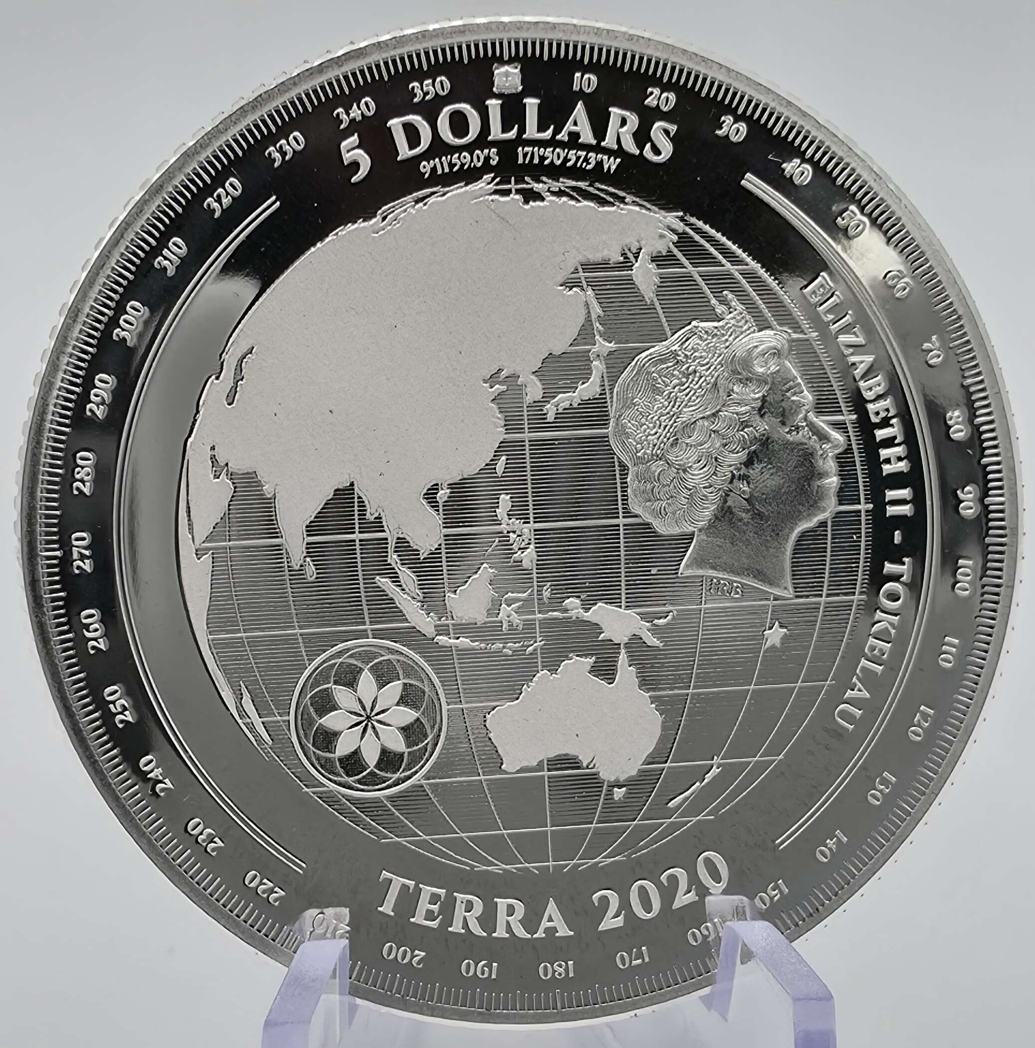 Tokelau Terra 2020 – 1 oz Silbermünze – Weltkarte – 5 Dollars – Bild 2
