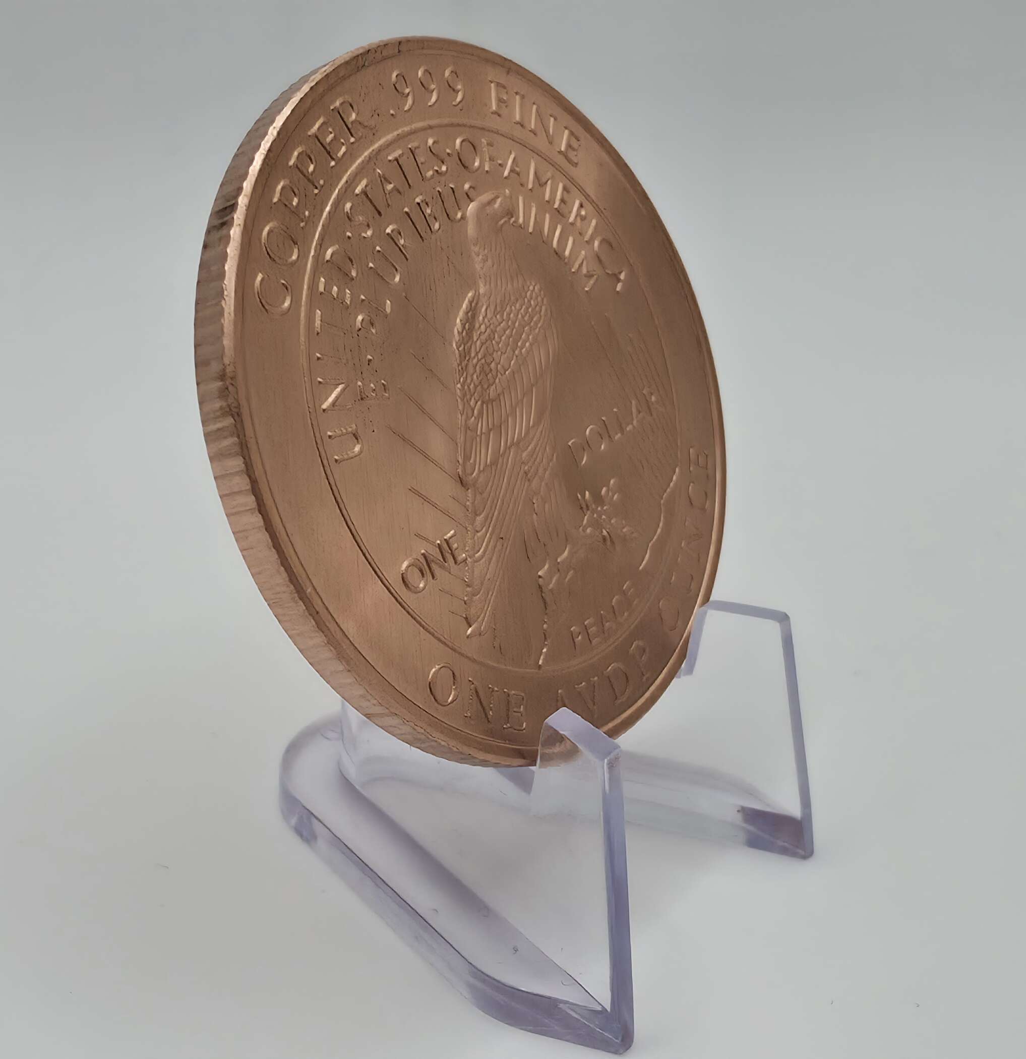 USA – 1 oz Copper Round – Peace Dollar Design – .999 Fine Copper – AVDP – Bild 2