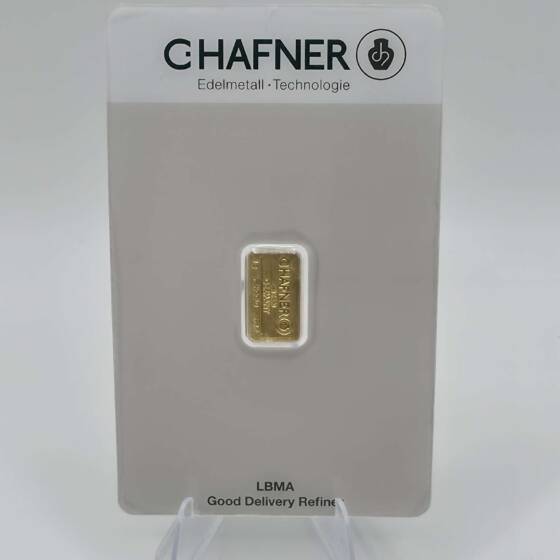 C. Hafner 1 g Goldbarren 999.9 im versiegelten Certiline Security Case mit Seriennummer