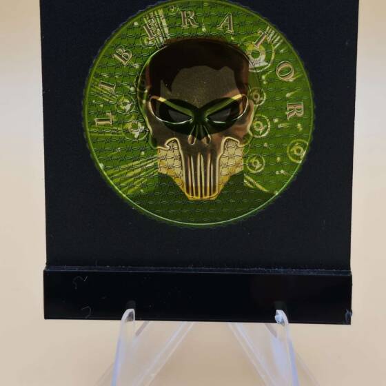 1 oz Silbermünze ONE SOUL DARK SIDE 2021 mit goldfarbenem Adler und grünem Design, limitierte Edition 100.