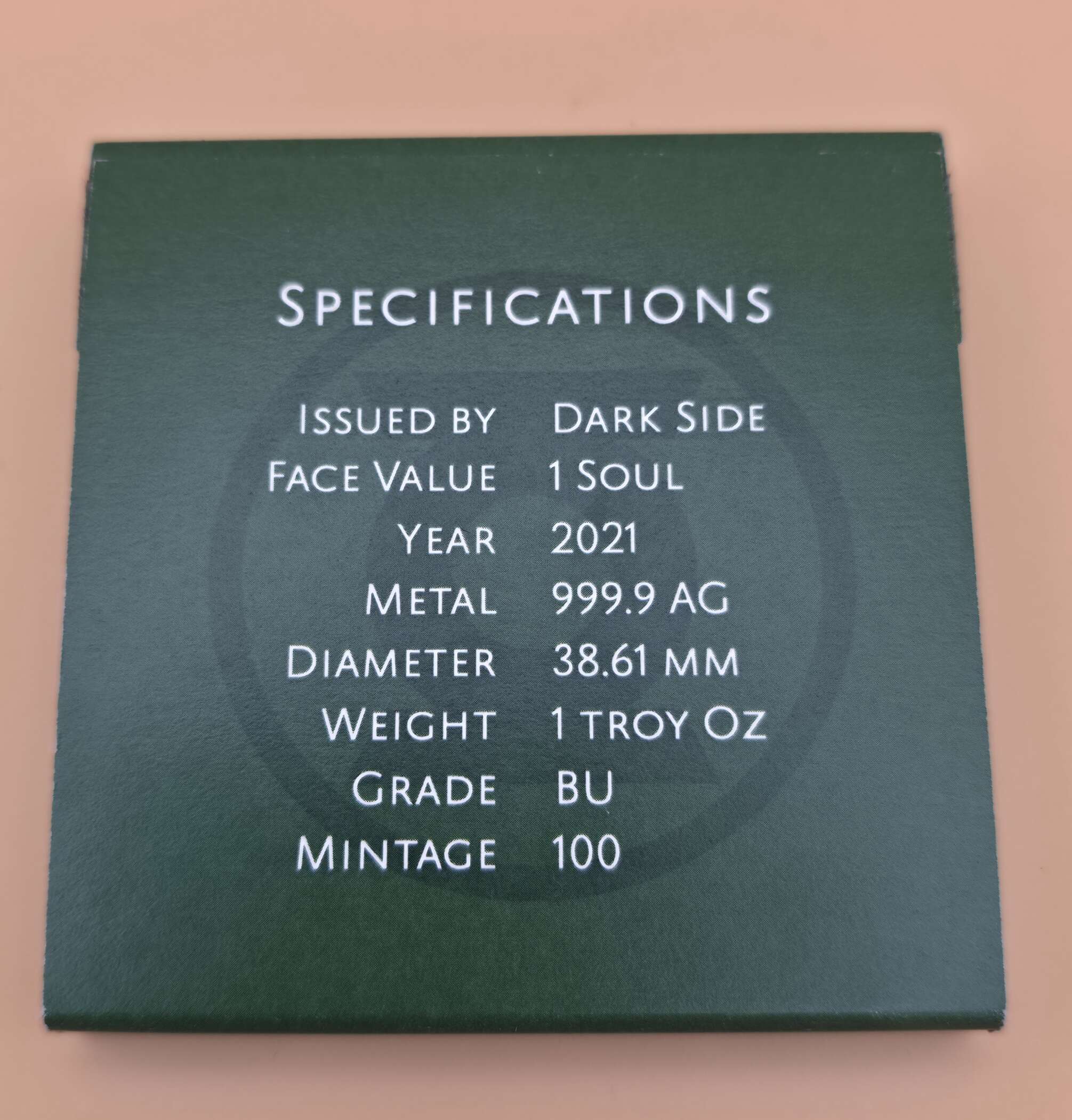 DARK SIDE – ONE SOUL 2021 – 1 oz 999.9 Silber – Limitierte Edition 100 – Bild 5