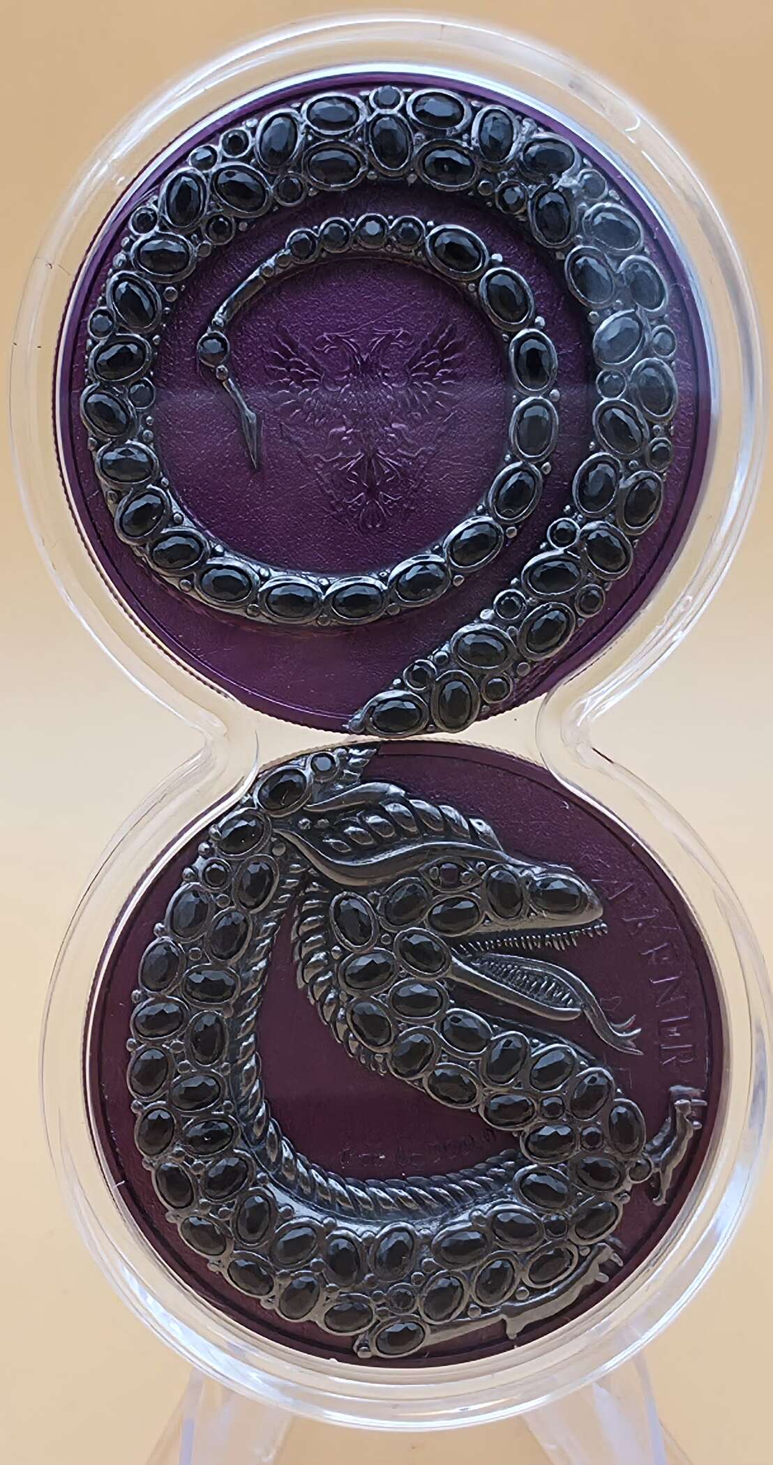 Fafnir Geminus 2020 Silbermünzen – 2× 1 oz 999 + 1× 1 oz 925 Silber mit Crystal Stones von Germania Mint