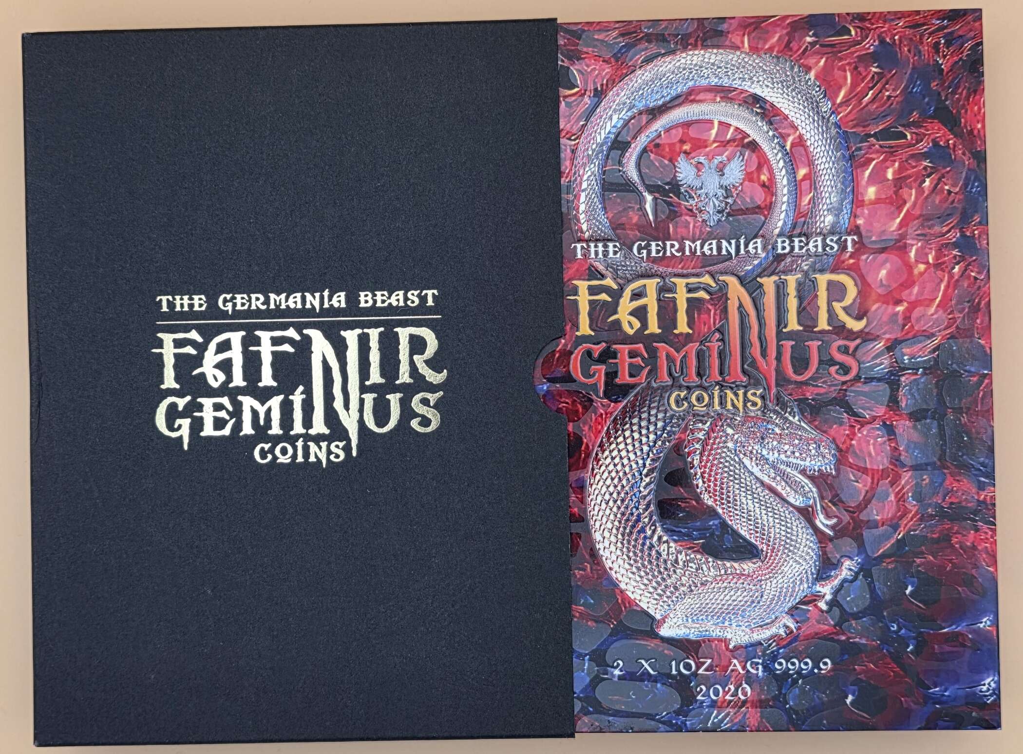 Germania Mint – Fafnir Geminus Coins 2020 Crystal Stones | Limitierte 2 × 1 oz 999 + 1 × 1 oz 925 Silbermünzen – Bild 7