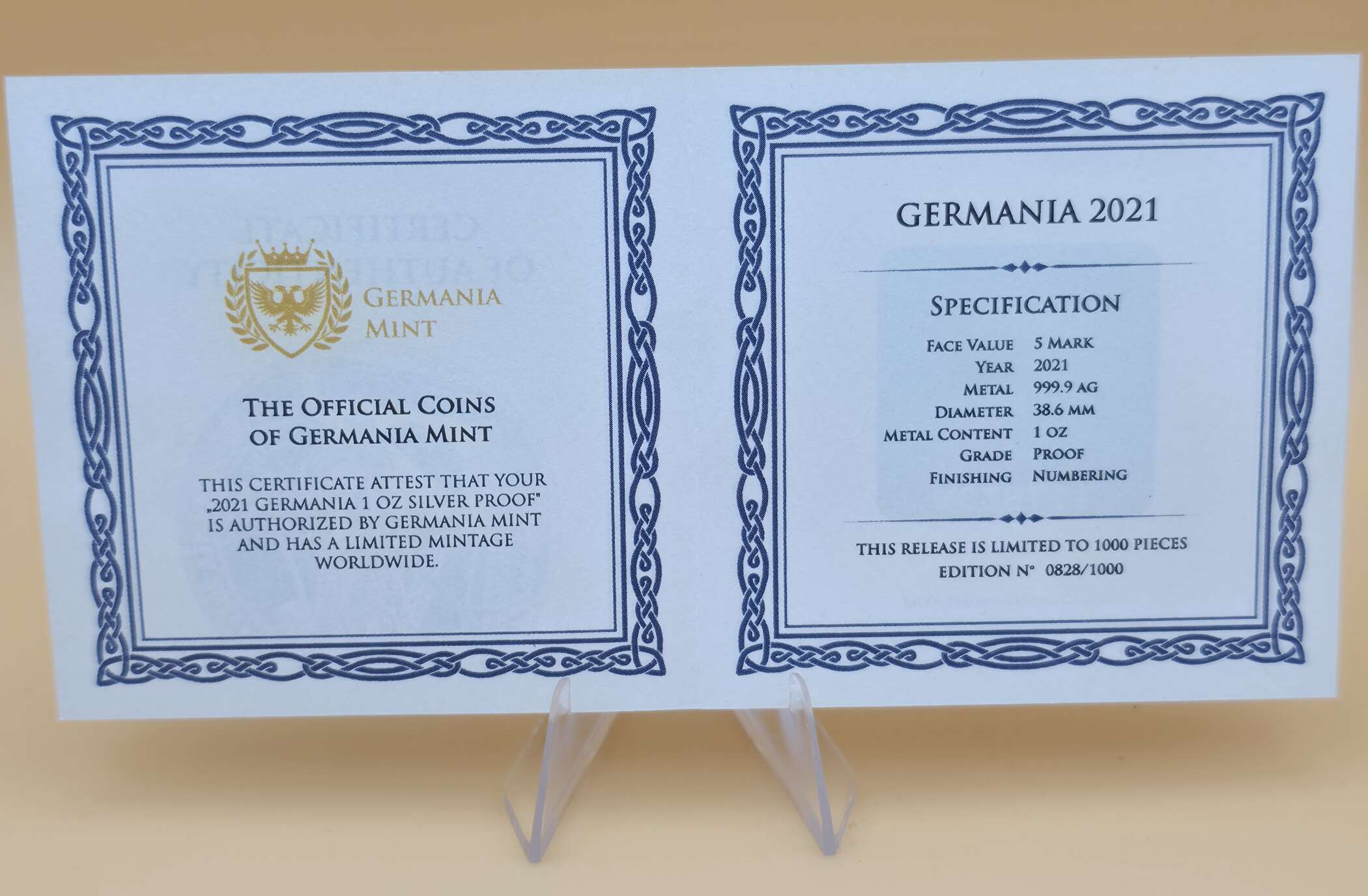 Germania 2021 – 1 oz Silber Proof | 5 Mark | Limitierte Ausgabe 1000 Stück – Bild 5