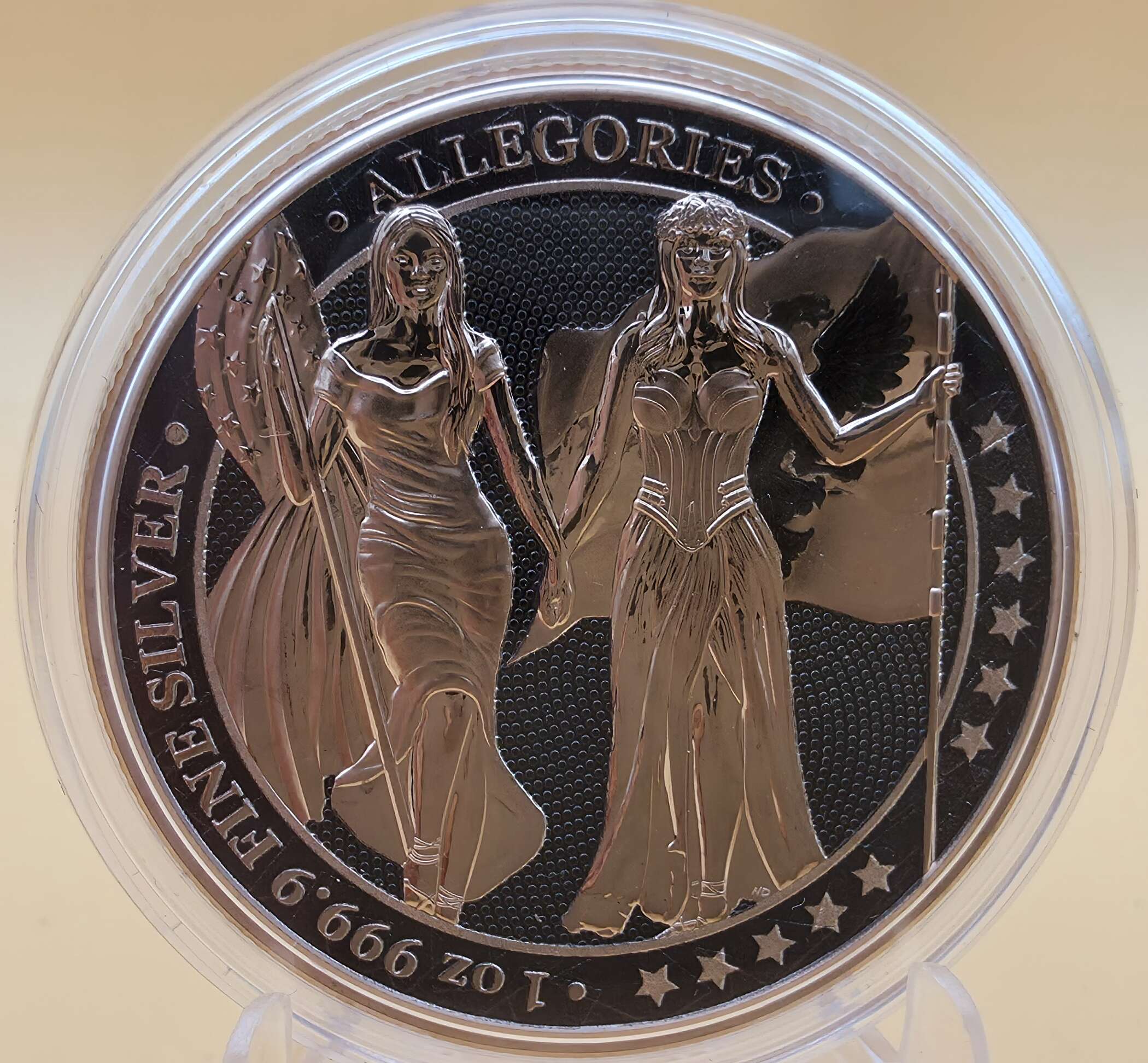 „Germania Mint 2019 Silbermünze – Columbia & Germania im Pink Gold und Space Black Finish“