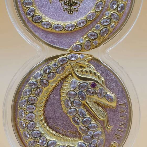 Germania Mint Fafnir Geminus 2020 Crystal Stones Set – 2× 1 oz 999 Silber + 1× 1 oz 925 Silber, COA 031