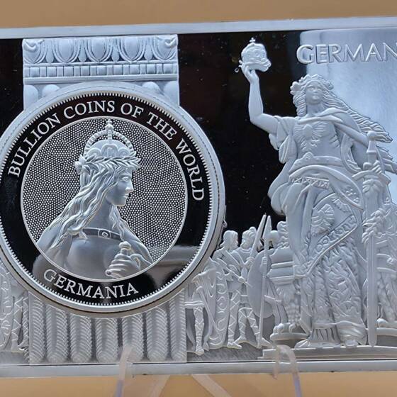 „Germania Münzbarren 3 oz mit Tschad 1 oz Silbermünze“