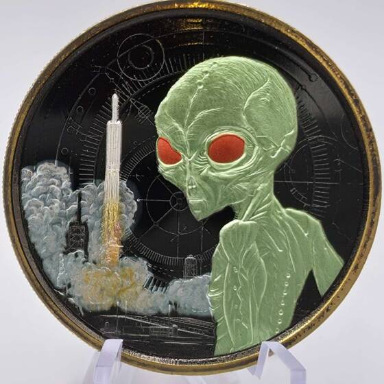 1 oz Silbermünze Ghana 2021 Alien Black Proof