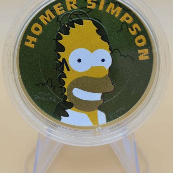 „Homer Simpson Meme Münze – Homer im Busch – 1 oz Silber 2022“