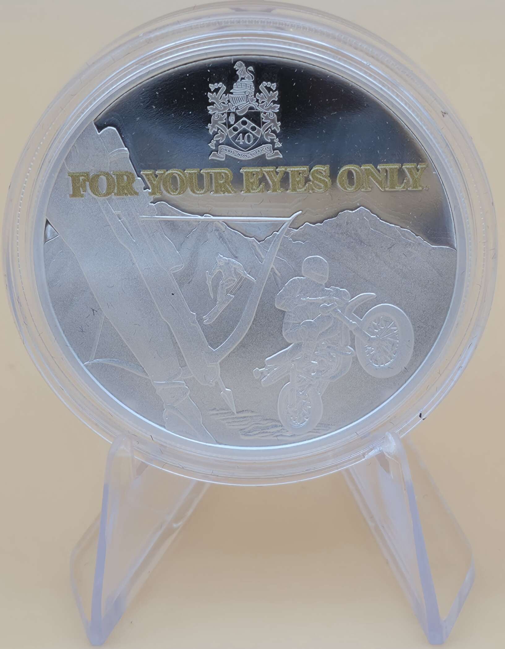 James Bond 2021 „For Your Eyes Only“ 1 oz Silver Proof Coloured Coin, Perth Mint, Zertifikat 1494, OVP.