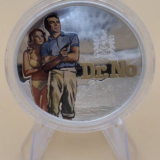 1 oz James Bond Dr. No Silbermünze 2022 farbveredelt mit COA 0749 und Box
