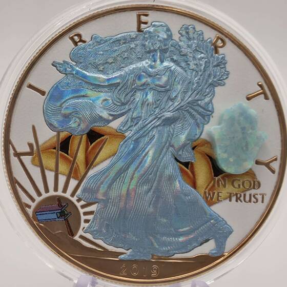 American Silver Eagle 2019 Jewish Holidays Edition mit Opal-Inlay, Nummer 280/500