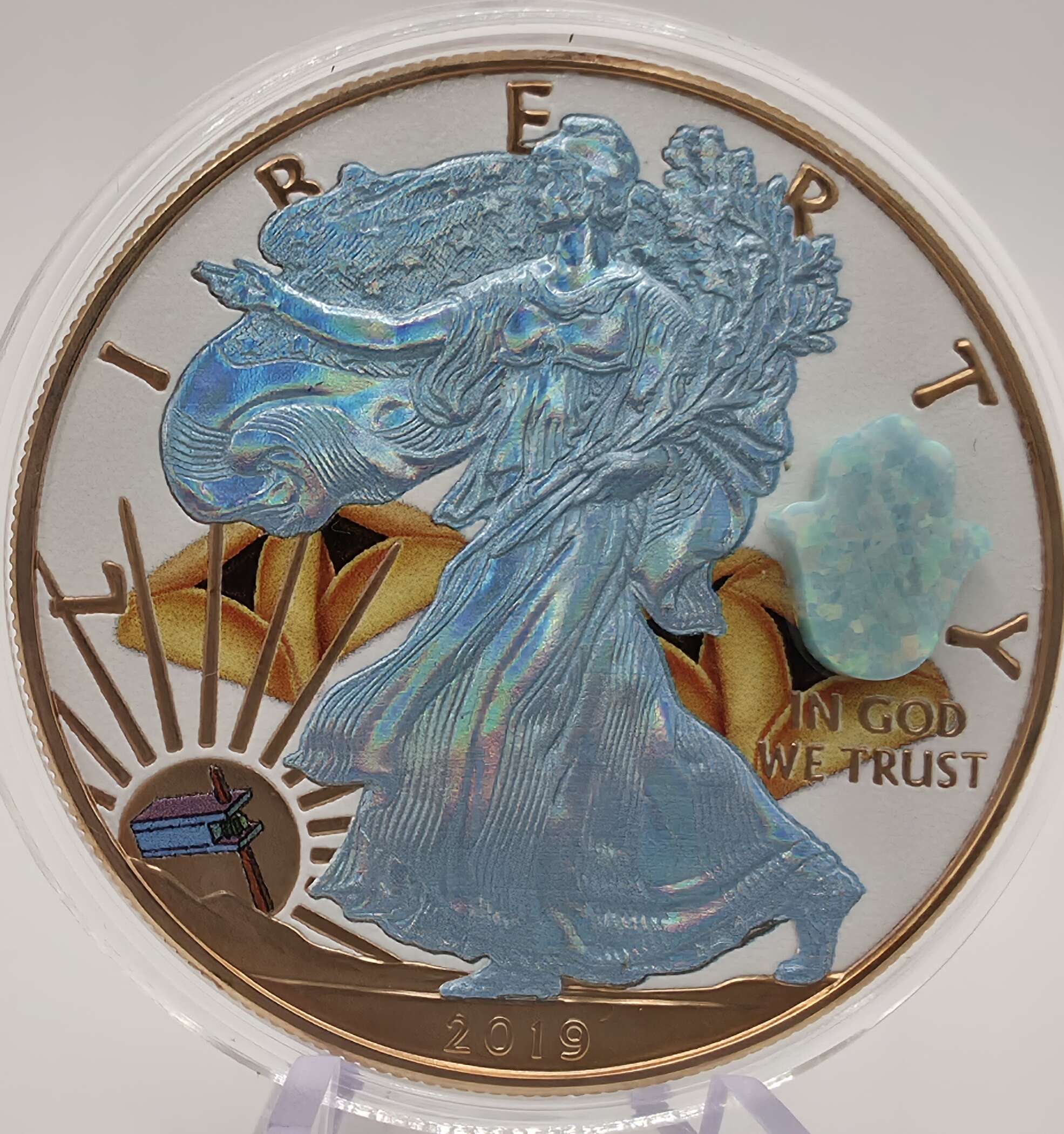 American Silver Eagle 2019 Jewish Holidays Edition mit Opal-Inlay, Nummer 280/500