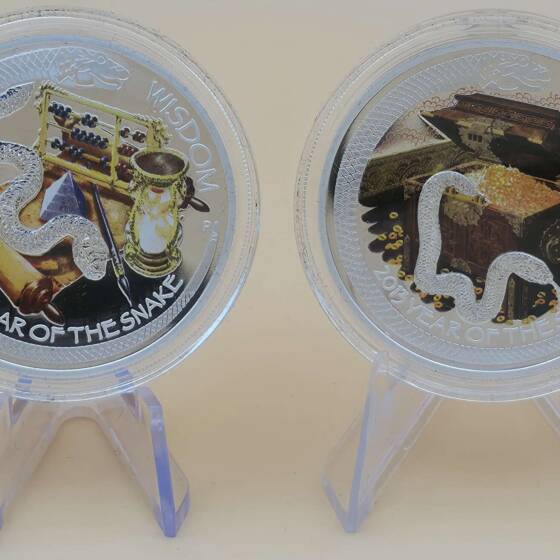 Lunar Good Fortune 2013 – Wisdom & Wealth – 2 × 1 oz Silbermünzen in Perth‑Mint‑Box mit Zertifikat.