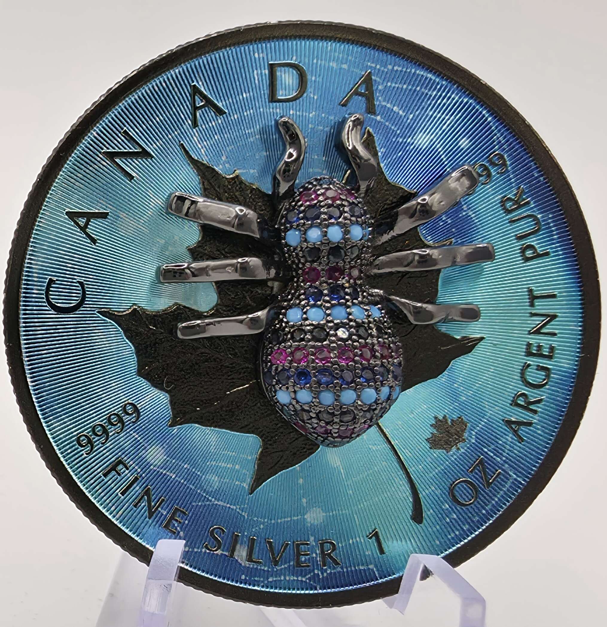Maple Leaf Bejeweled Spider 2019 mit 3D-Spinne, Nummer 170/500