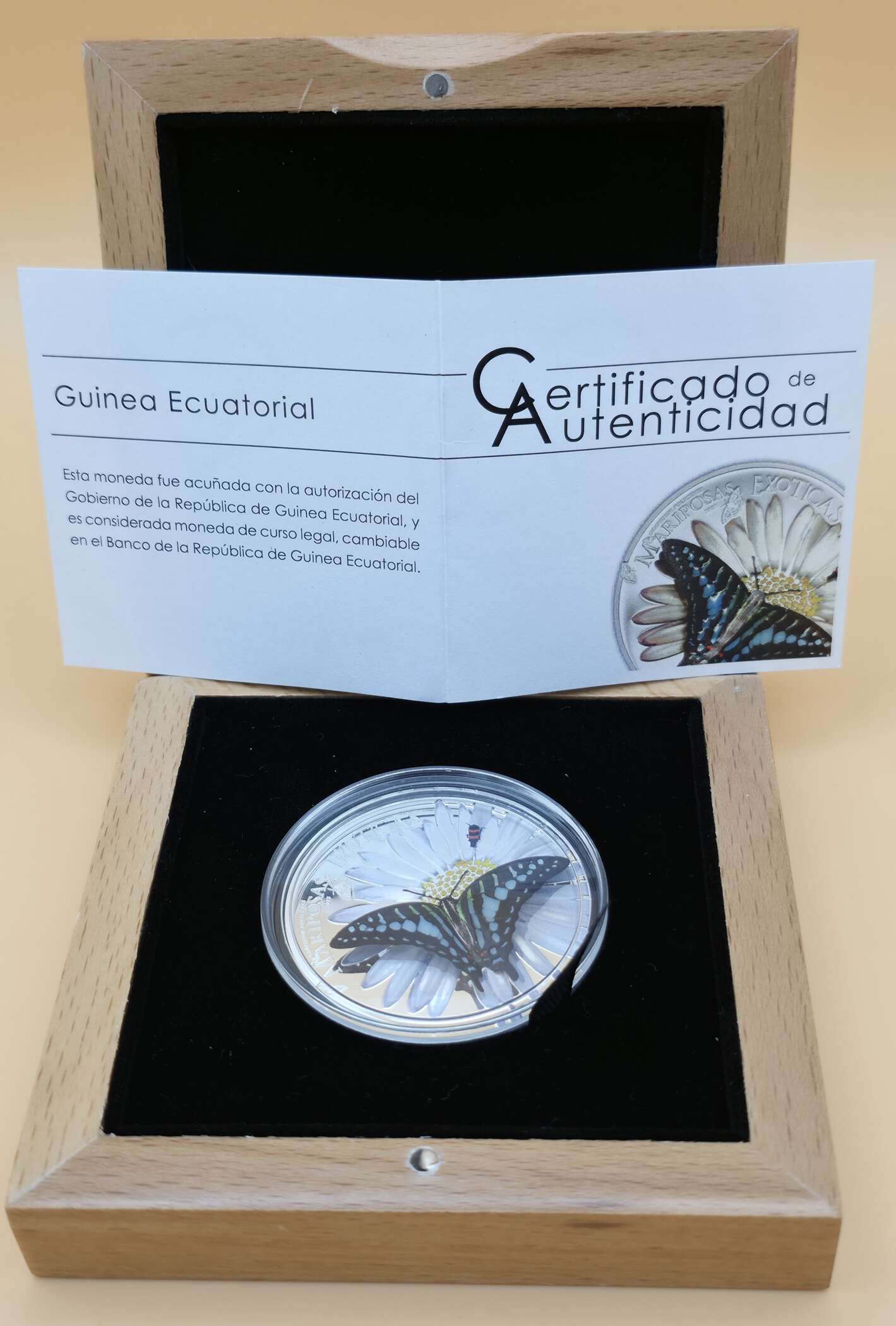 Mariposas Exóticas – Graphium Policenses – 1 oz Silber 2015 – Guinea Ecuatorial – Color & 3D – Mintage 2.500 – Bild 4