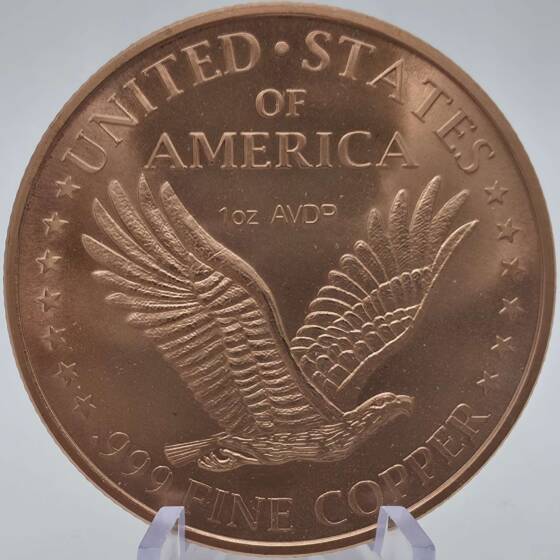 1 oz Copper Round USA mit Liberty und Eagle Motiv aus .999 Feinkupfer