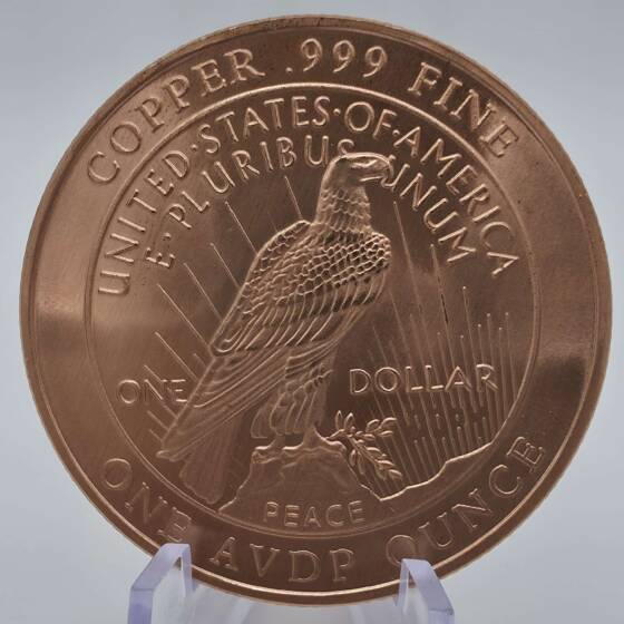 1 oz Copper Round USA im Peace Dollar Design aus .999 Feinkupfer