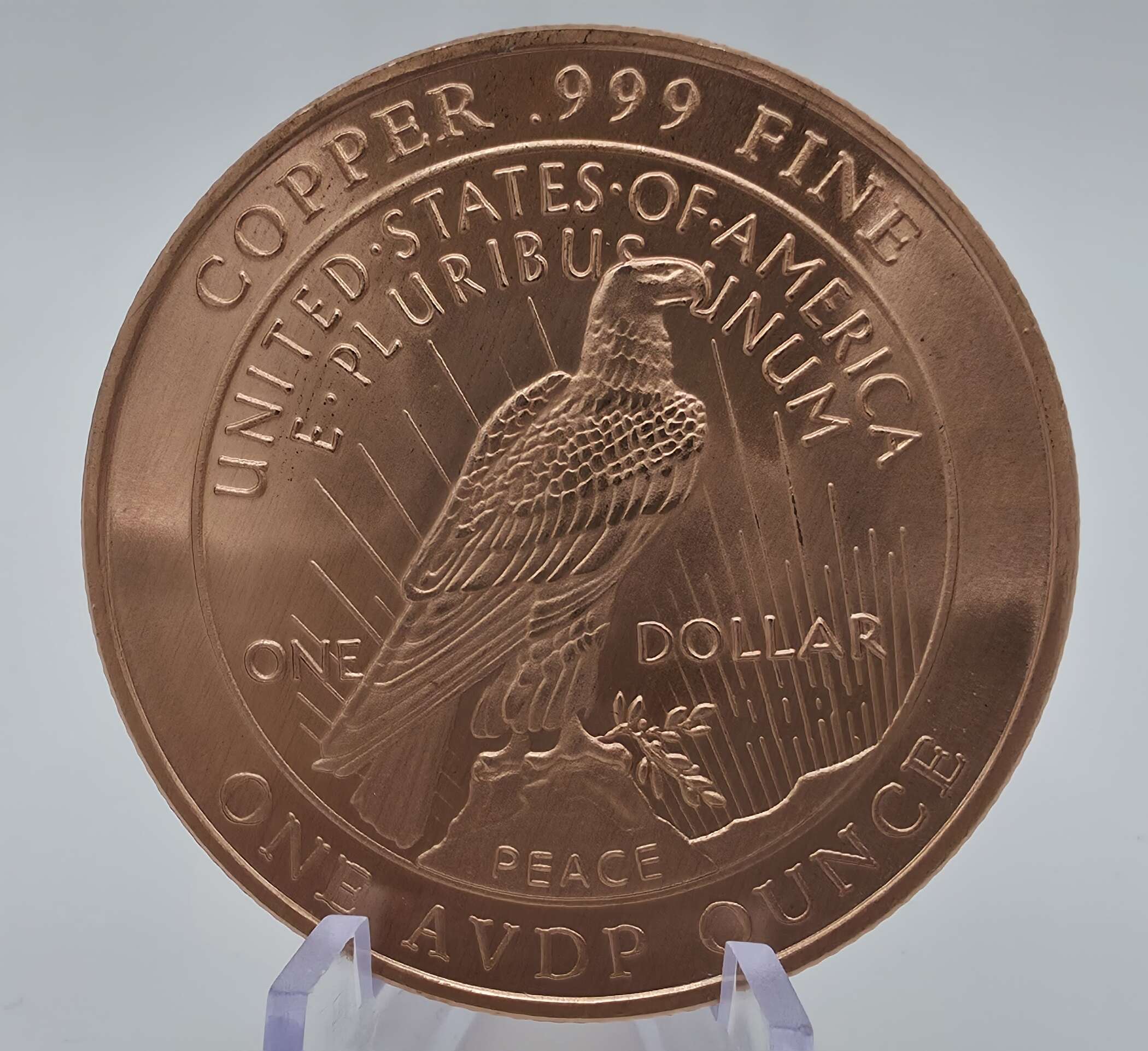 1 oz Copper Round USA im Peace Dollar Design aus .999 Feinkupfer